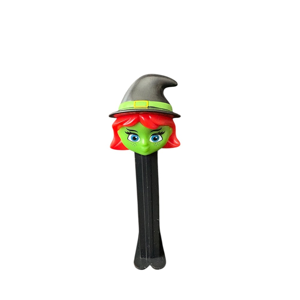 PEZ Witch Dispenser Green Face Red Hair Halloween Candy Dispenser‎